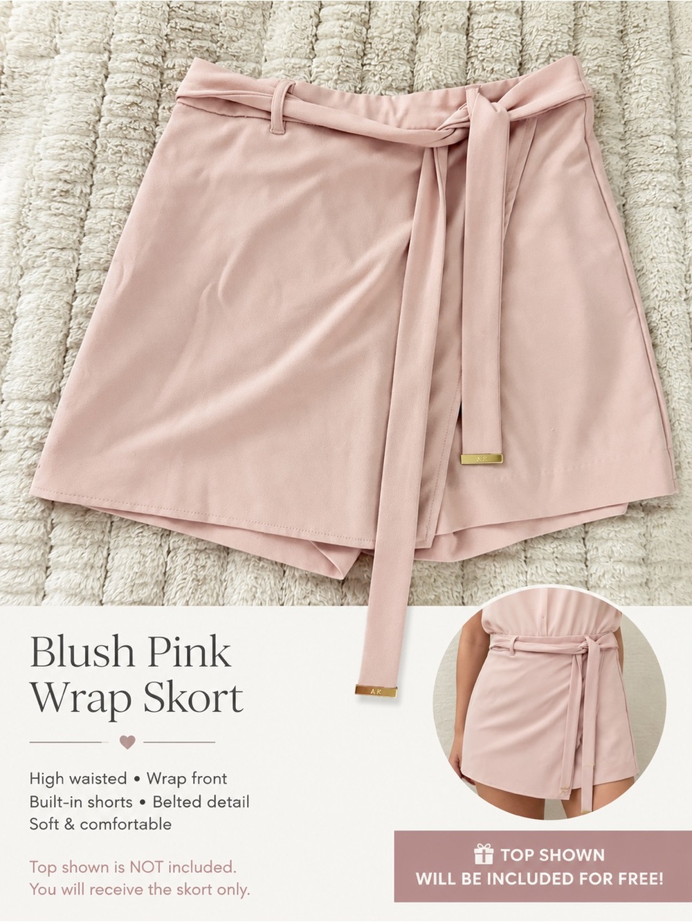 Anne Klein Blush Pink Wrap Skort Shorts Size XS